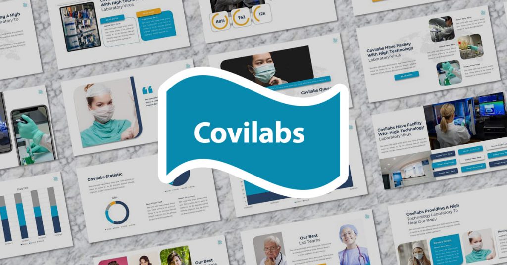 Covilabs - Covid Medical Powerpoint by MasterBundles Facebook Collage Image.