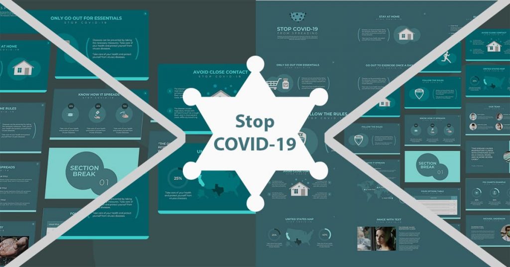 Stop COVID-19 PowerPoint Template by MasterBundles Facebook Collage Image.