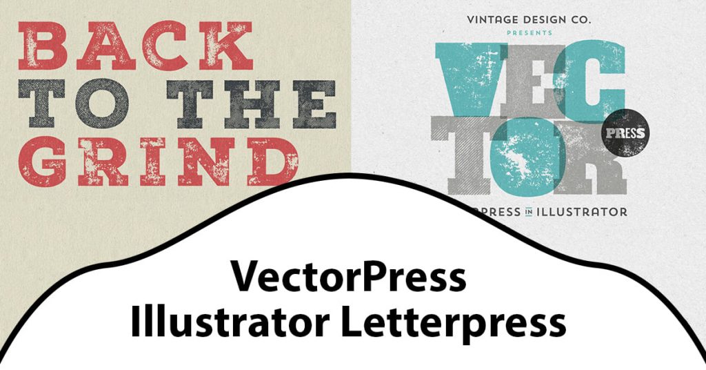 VectorPress: Illustrator Letterpress by MasterBundles Facebook Collage Image.