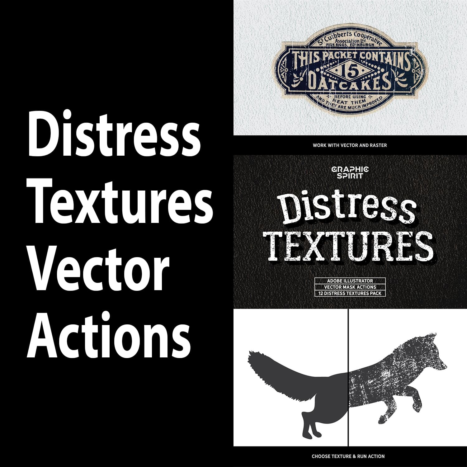 Distress Textures Vector Actions by MasterBundles Collage Image.