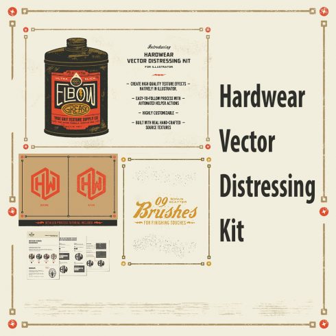 Hardwear Vector Distressing Kit by MasterBundles Collage Image.