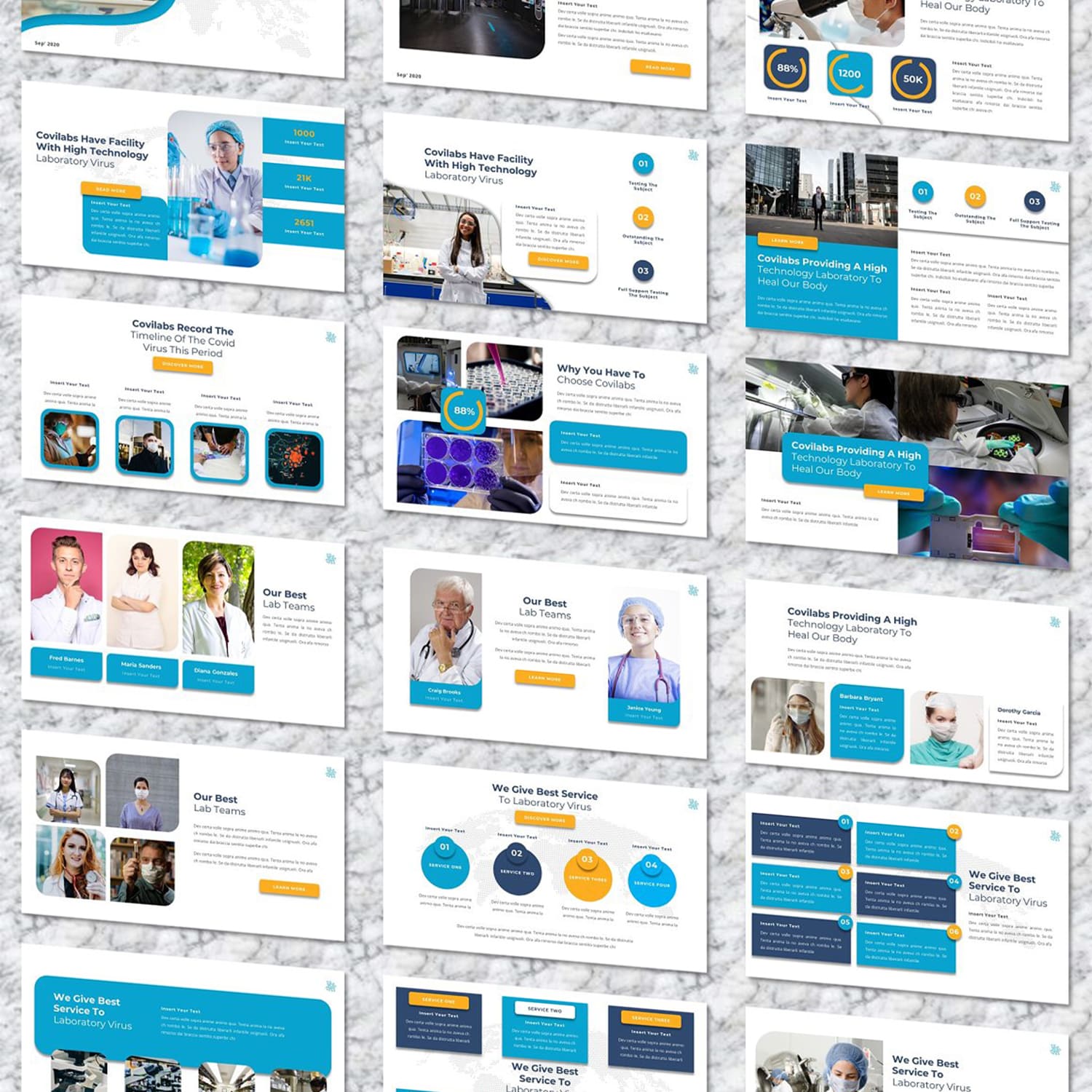 Covilabs - Covid Medical Powerpoint by MasterBundles Collage Image.