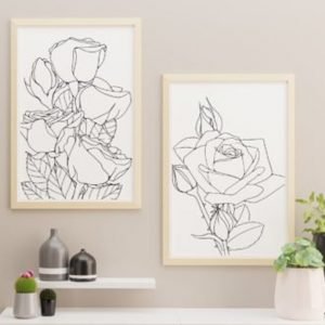 Rose Flower Line Art Graphic Illustration Blooming Line Art cover image.