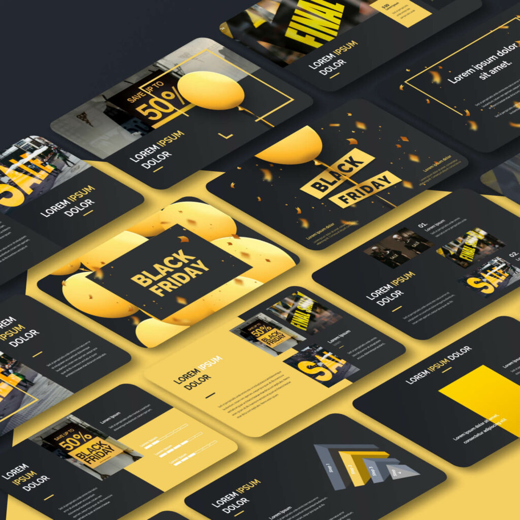 Powerpoint Promo Black Friday Promo PowerPoint Template: 50 Slides – MasterBundles