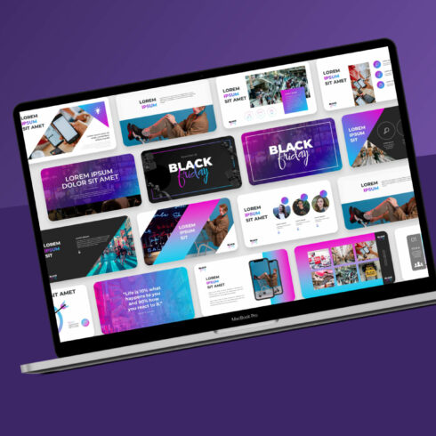 Black Friday Presentation Bundle desctop mockup. Black Friday Presentation Bundle desctop mockup.