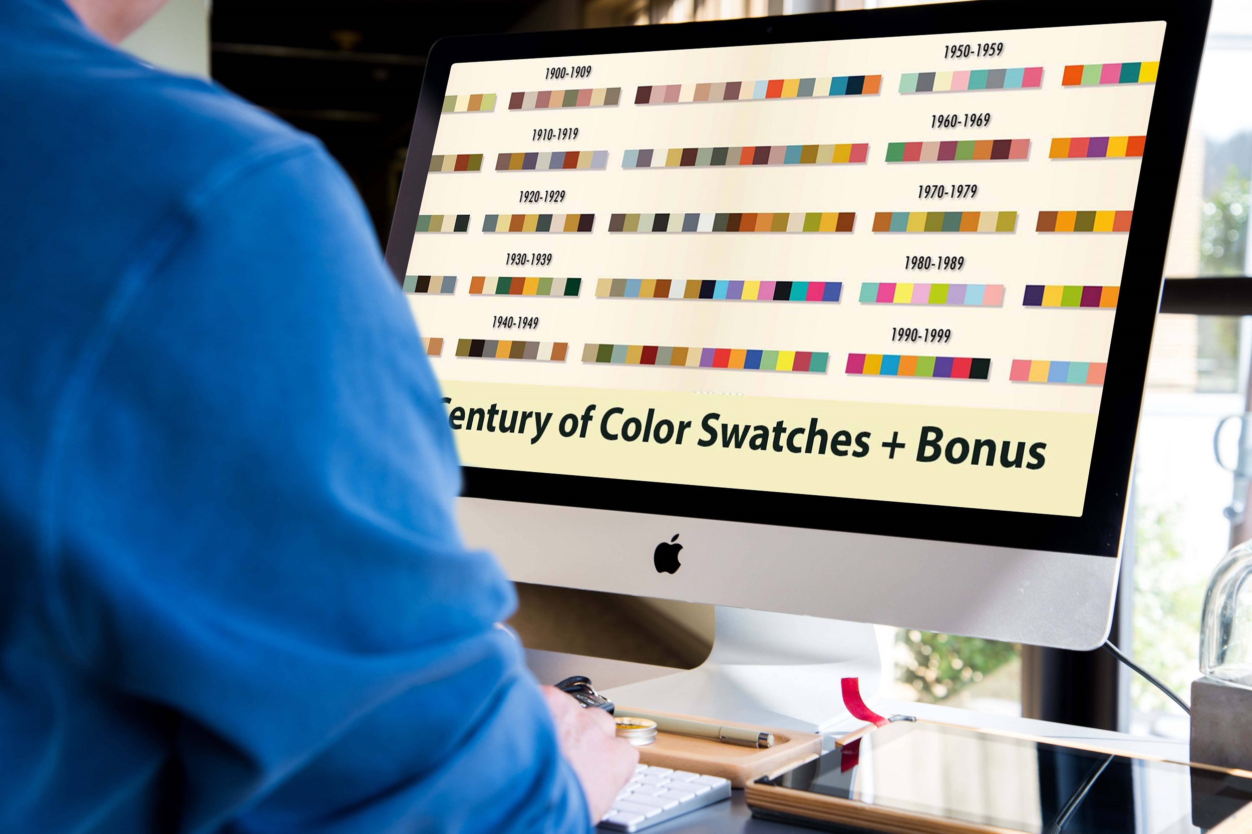 A Century of Color Swatches mockup computer.