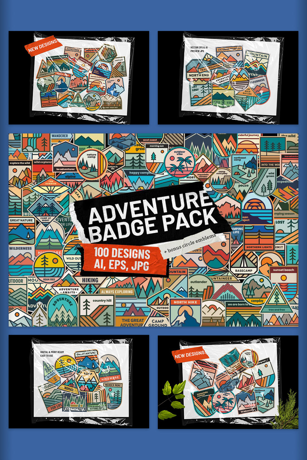 Adventure Badge Pack Pinterest image.