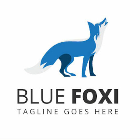 Blue Fox Character Logo Design preview image.