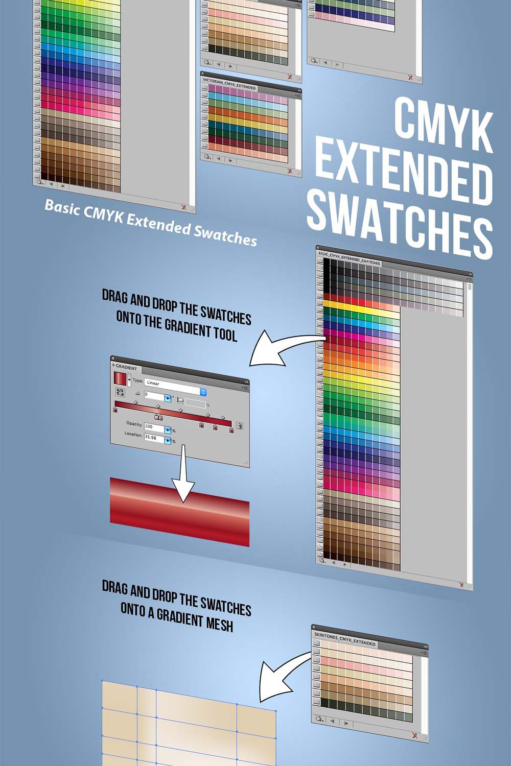 CMYK Extended Swatches Pinterest image.