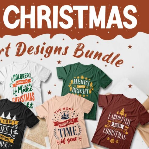 Christmas T-Shirt Designs Bundle cover image.