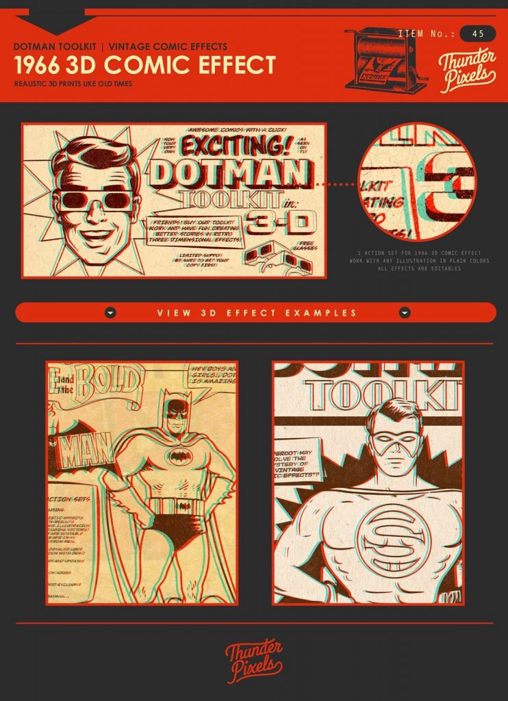3D Effect DotMan ToolKit Vintage Comic Effects.