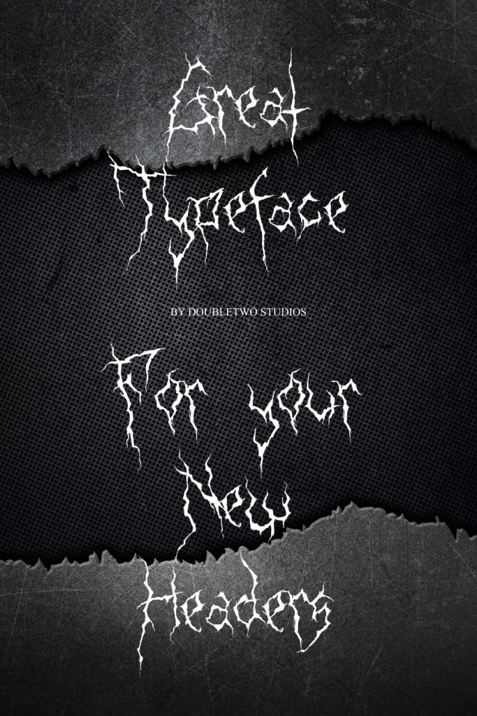 Example Phrase with Free Ultimate Black Metal Font Pinterest Collage Image.
