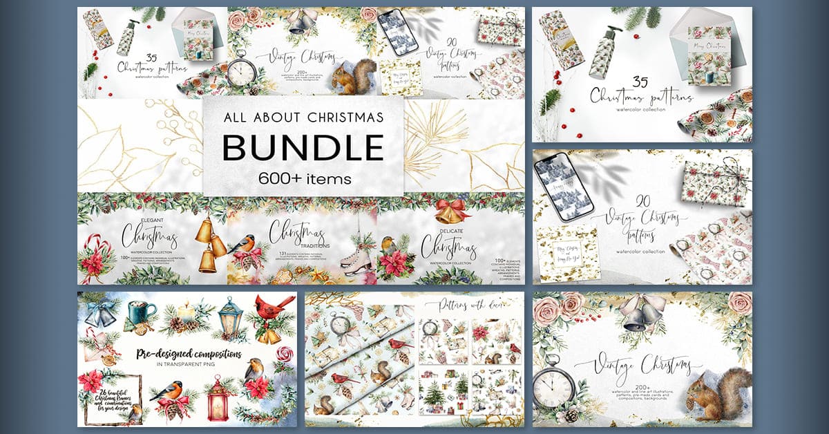 All About Christmas Bundle With Five Examples.