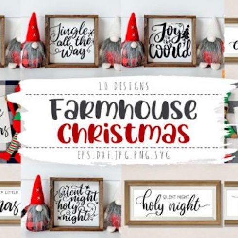 Farmhouse Christmas Quotes SVG cover image.