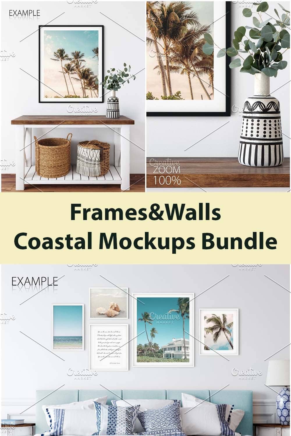 FramesWalls Coastal Mockups Bundle Pinterest image.