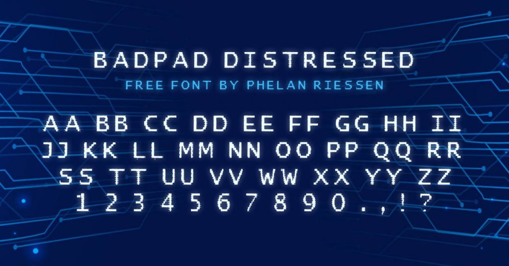 Free BadPad Distressed Font MasterBundles Facebook Collage Image with Alphabet.