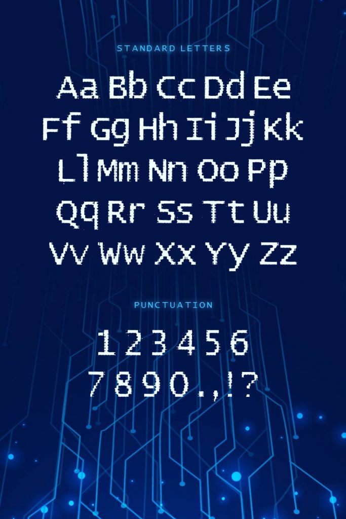 Free BadPad Distressed Font Pinterest Collage Image with Alphabet and Punctuation.