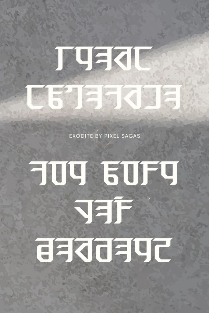 Free Exodite Distressed Font Pinterest Collage Image with Example Phrase.