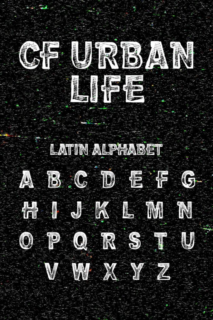 MasterBundles Free Font CF Urban Life Latin Alphabet Pinterest Collage Image.