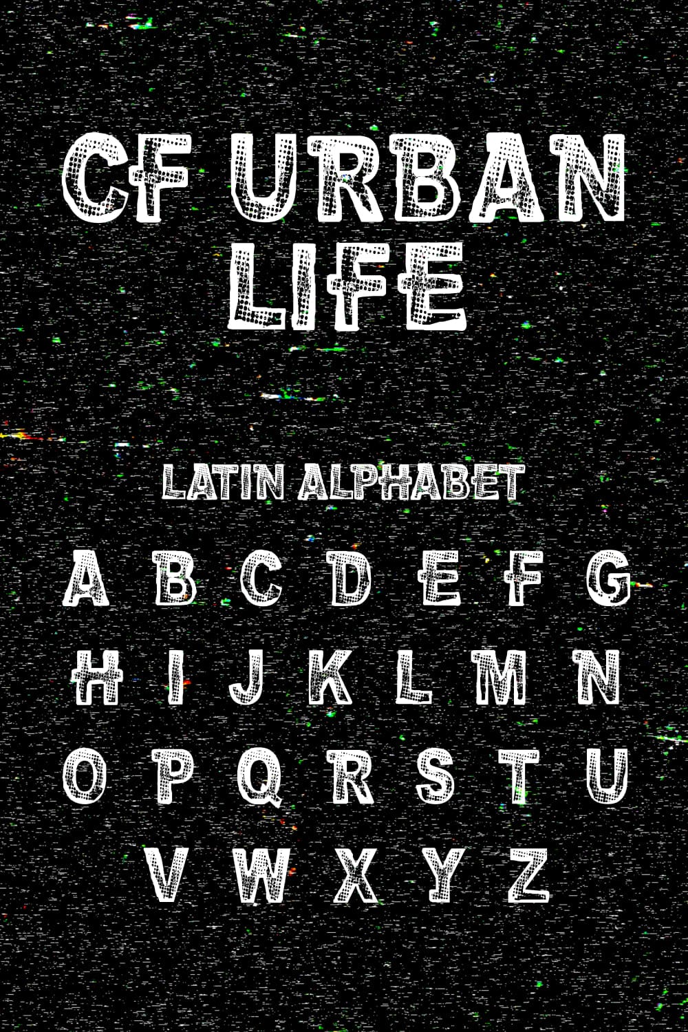 MasterBundles Free Font CF Urban Life Latin Alphabet Pinterest Collage Image.