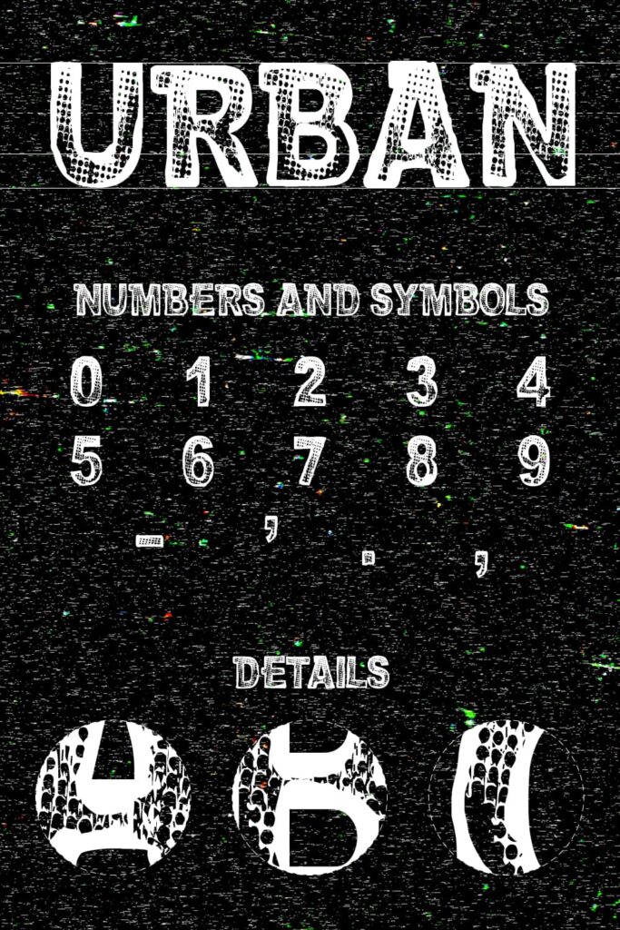 Pinterest Preview with Free Font CF Urban Life Numbers, Symbols and Details.