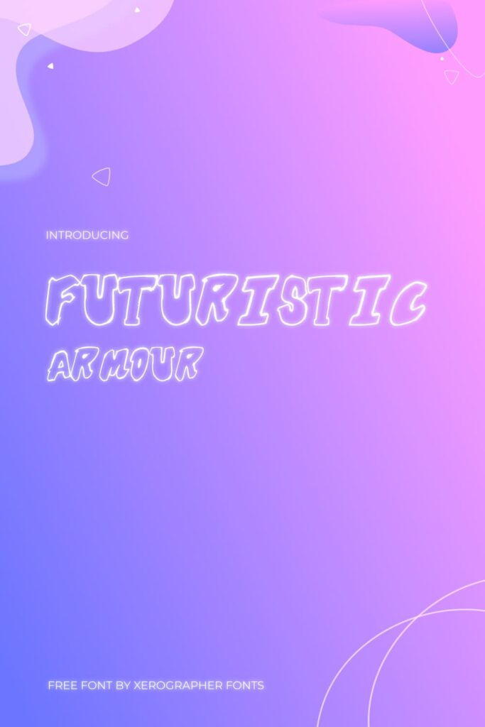 Free Font Futuristic Outline Awesome Violet MasterBundles Pinterest Collage Image.