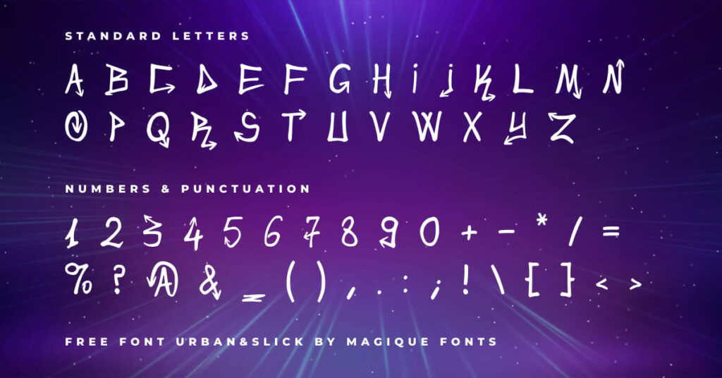 MasterBundles Free Font Urban&Slick Facebook Collage Image with Alphabet Preview.