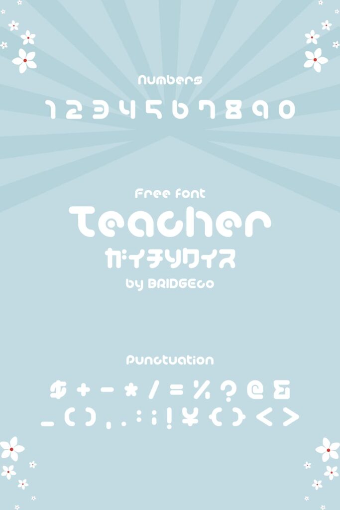 Free Teacher Font Pinterest Preview with Numbers and Punctuation by MasterBundles.