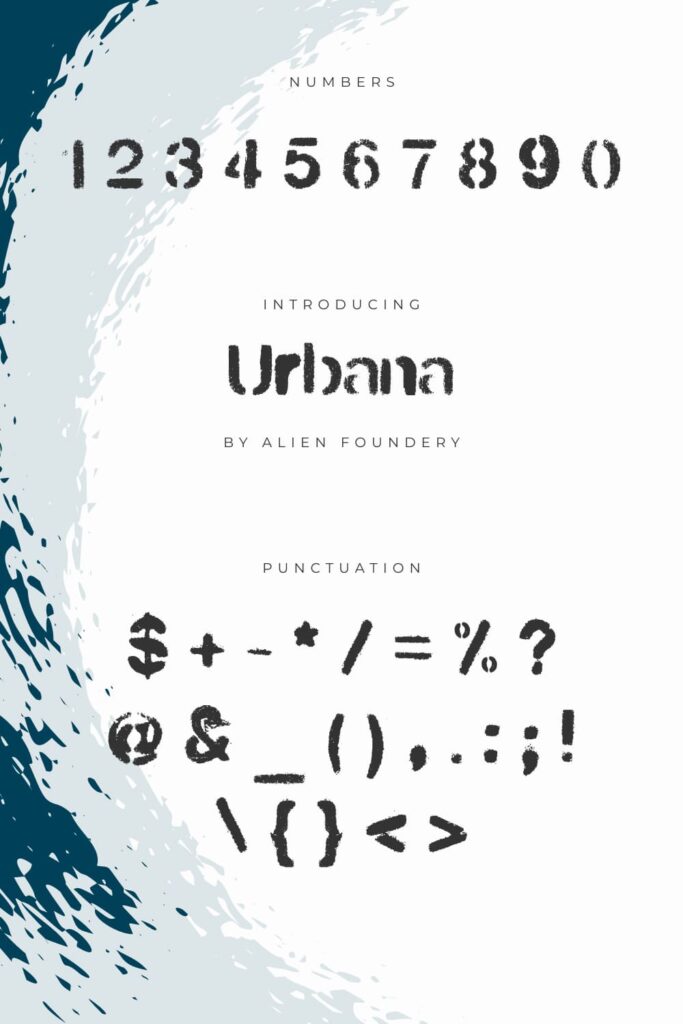 MasterBundles Pinterest Preview with Free Urban Font Urbana Numerals Punctuation.