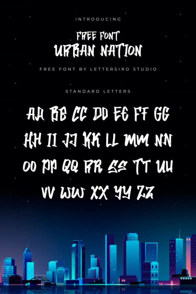 Free Urban Nation Font Pinterest Collage Image with Alphabet by MasterBundles.