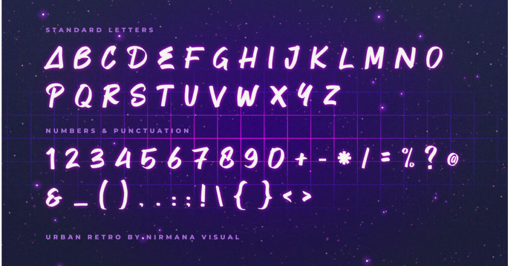 Free Urban Retro Font MasterBundles Facebook with Alphabet Preview.
