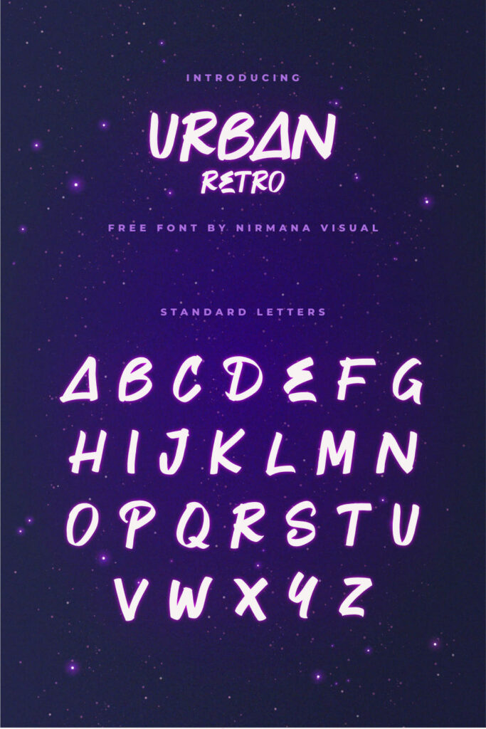 MasterBundles Free Urban Retro Font Pinterest Collage Image with Standart Letters.