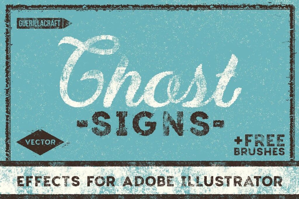 Collection of 27 Ghost Signs for Adobe Illustrator styles.