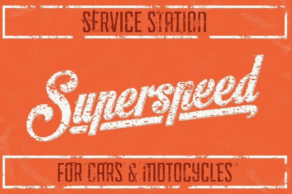 Service station sign for cars with Ghost Signs for Adobe Illustrator effect.
