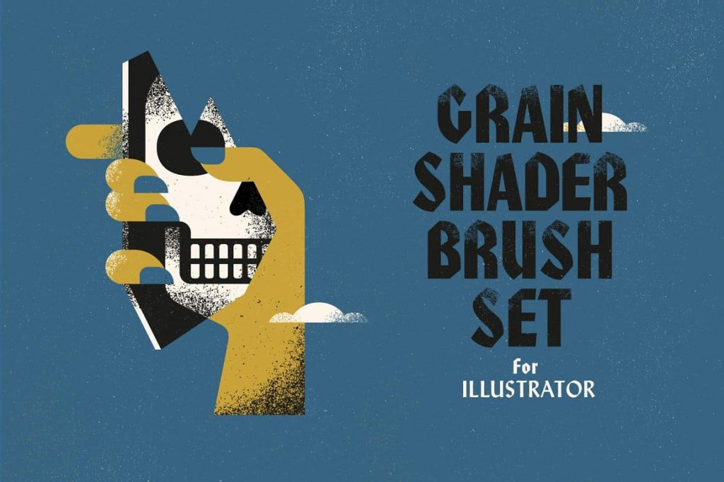 Skull Illustration Grain Shader Brushes For Illustrator.