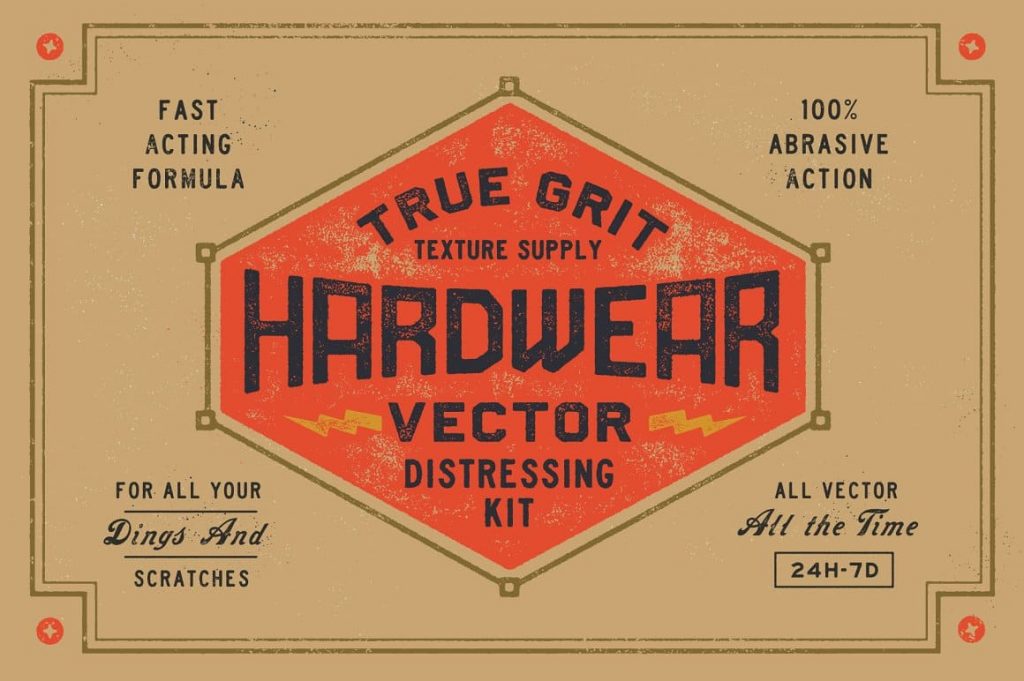 Hardwear Vector Distressing Kit for ADOBE ILLUSTRATOR.