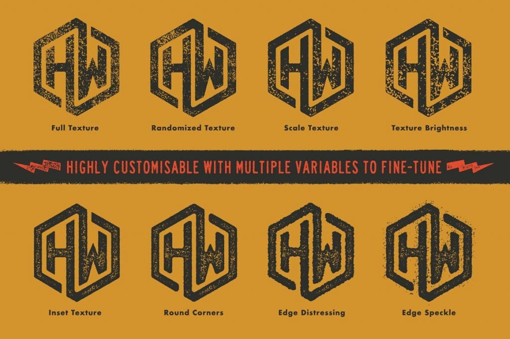 Preview of the Hardwear Vector Distressing Kit textures.