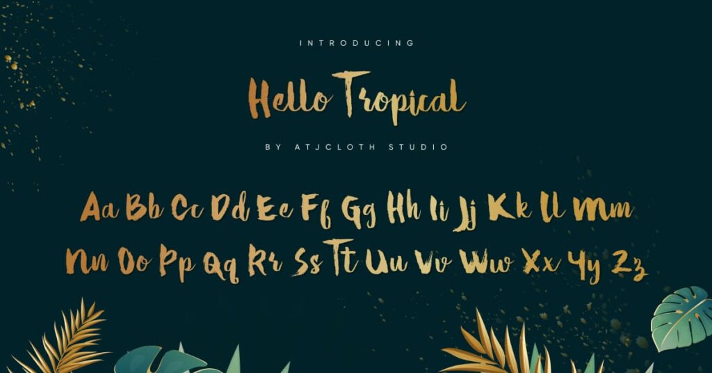 MasterBundles Hello Tropical Free Font Facebook Preview with Alphabet.