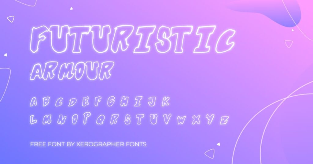 MasterBundles Free Font Futuristic Outline Facebook Collage Image with Alphabet.
