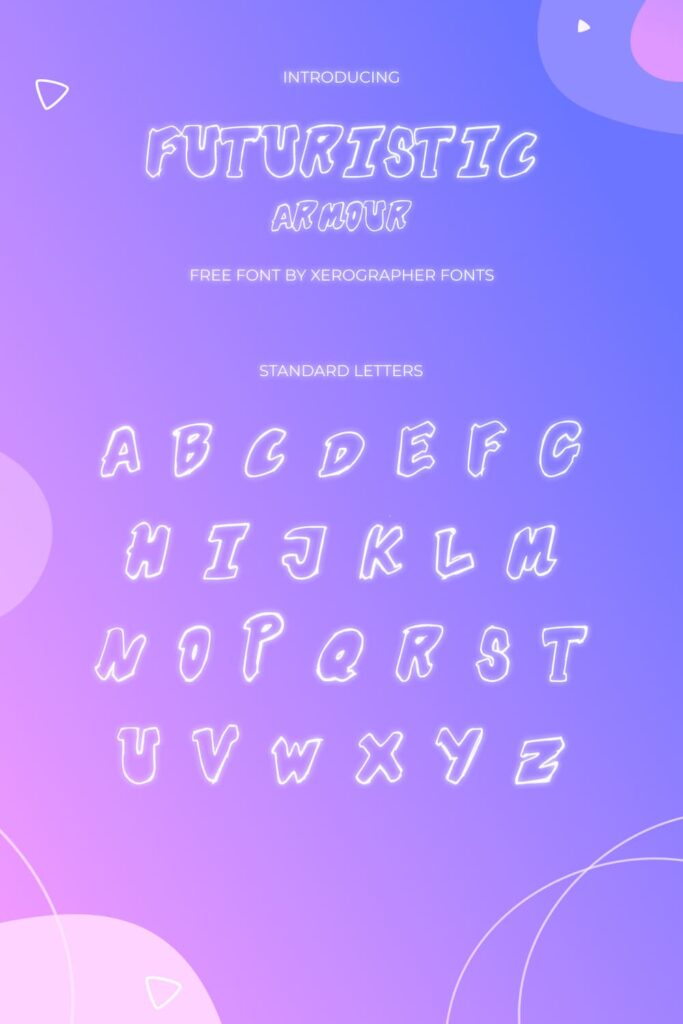 MasterBundles Free Font Futuristic Outline Pinterest Collage Image with Standart Letters.