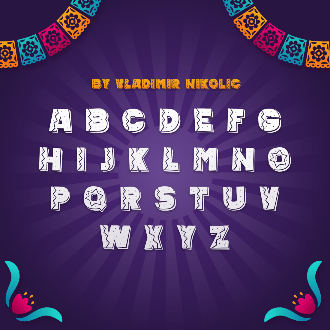 MasterBundles Free Mexican Font Mexican Tequila Cover Image with Alphabet.
