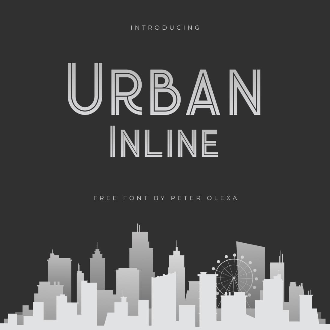 MasterBundles Free Urban Font Main Cover with Buildings.