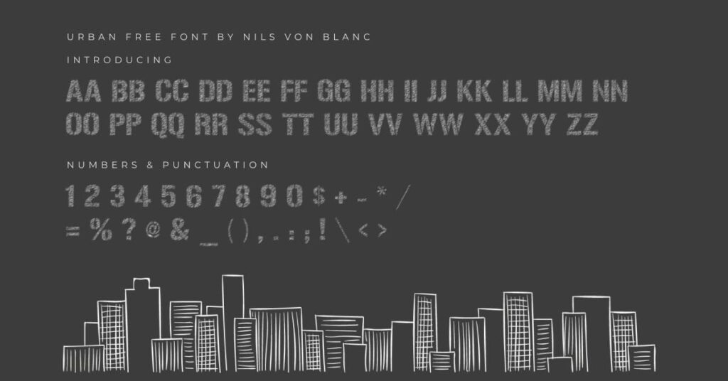 MasterBundles Free Urban Sketch Font Facebook Collage Image with Alphabet.