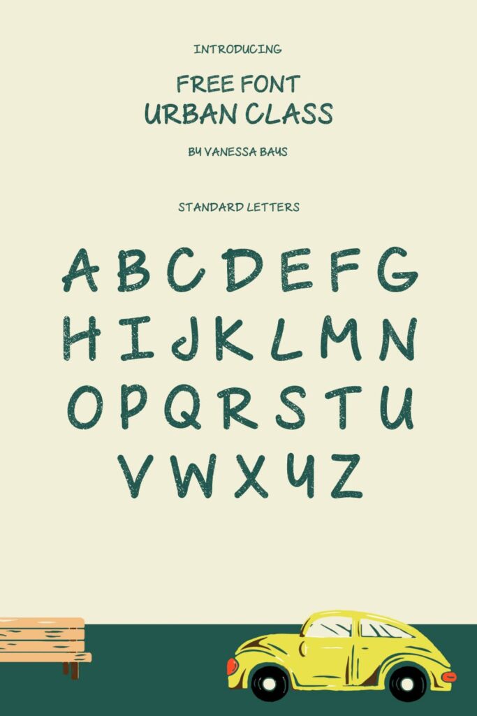 MasterBundles Pinterest Collage Image with Free Font Urban Class Alphabet.