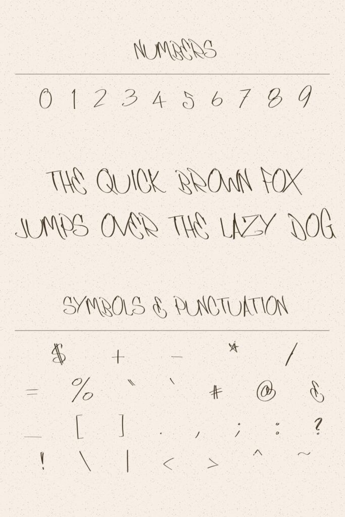 MasterBundles Pinterest Free Urban Writer Font Numbers and Symbols Preview.