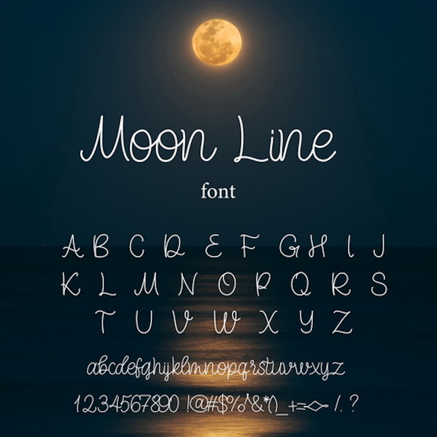 Moon Line Unique Monoline Script Font cover image.