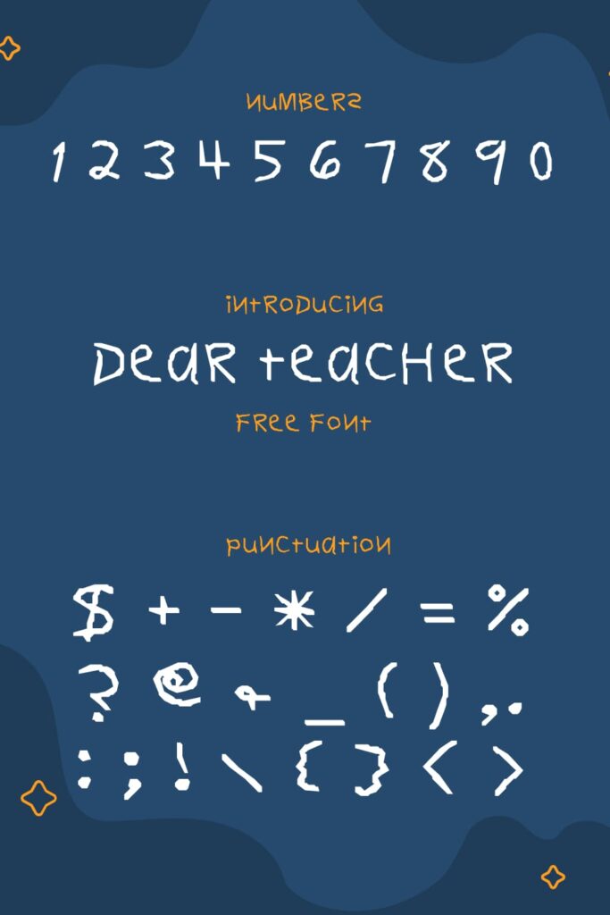 Pinterest Collage Image with Free Font Dear Teacher Numbers and Punctuation.
