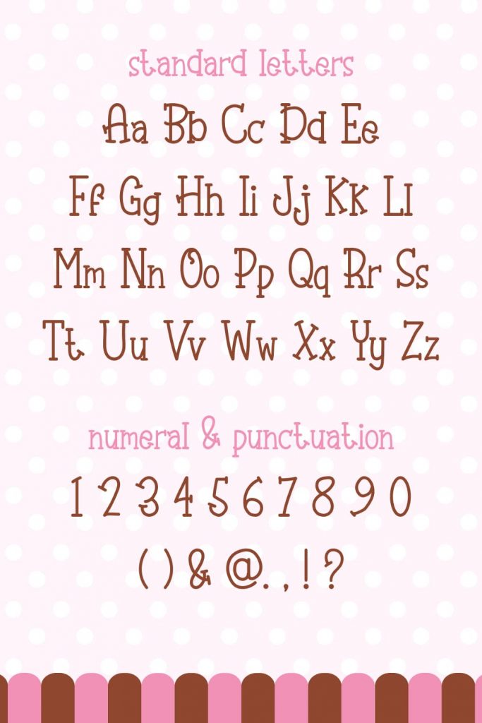 Pinterest Preview for Free Ice Cream Cake Font Standart Letters and Numeral.