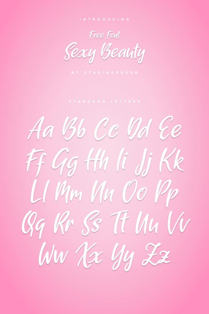 Pinterest Sexy Beauty Free Font Standart Letters Preview.