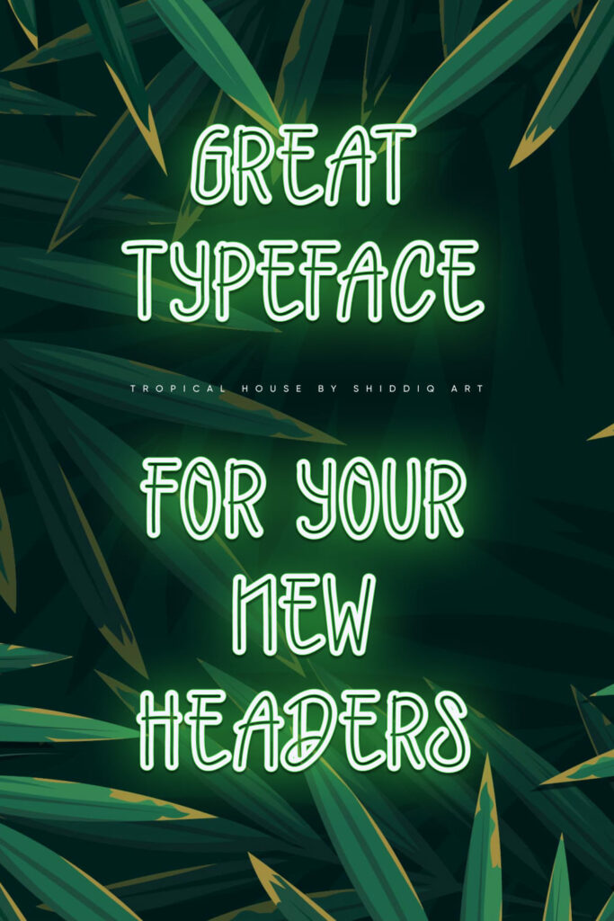 Pinterest Tropical House Free Outline Font Pinterest MasterBundles Preview with Example Phrase.
